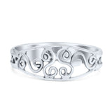 Classic Filigree Heart Artisan Trend Bali Oxidized Ring Band Solid 925 Sterling Silver Thumb Ring (7mm)