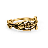 Skeleton Oxidized Band Solid 925 Sterling Silver Thumb Ring (9mm)