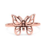 Butterfly Ring Oxidized Band Solid 925 Sterling Silver Thumb Ring (11.7mm)
