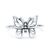 Butterfly Ring Oxidized Band Solid 925 Sterling Silver Thumb Ring (11.7mm)