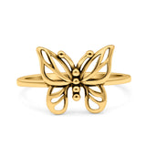 Butterfly Ring Oxidized Band Solid 925 Sterling Silver Thumb Ring (11.7mm)