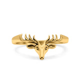 Deer Ring Oxidized Band Solid 925 Sterling Silver Thumb Ring (6mm)