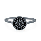 Mandala Ring Oxidized Band Solid 925 Sterling Silver Thumb Ring (9mm)