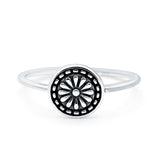 Mandala Ring Oxidized Band Solid 925 Sterling Silver Thumb Ring (9mm)