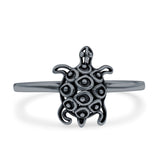 Turtle Ring Oxidized Band Solid 925 Sterling Silver Thumb Ring (12mm)