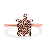 Turtle Ring Oxidized Band Solid 925 Sterling Silver Thumb Ring (12mm)