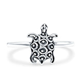 Turtle Ring Oxidized Band Solid 925 Sterling Silver Thumb Ring (12mm)