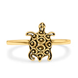 Turtle Ring Oxidized Band Solid 925 Sterling Silver Thumb Ring (12mm)