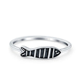 Fish Ring Oxidized Band Solid 925 Sterling Silver Thumb Ring (4mm)