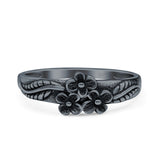 Daisies Plumeria Leaf Flower Ring Oxidized Band Solid 925 Sterling Silver Thumb Ring (6.5mm)