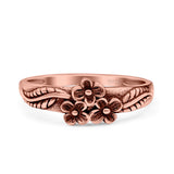 Daisies Plumeria Leaf Flower Ring Oxidized Band Solid 925 Sterling Silver Thumb Ring (6.5mm)