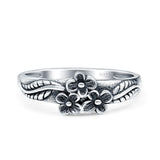 Daisies Plumeria Leaf Flower Ring Oxidized Band Solid 925 Sterling Silver Thumb Ring (6.5mm)