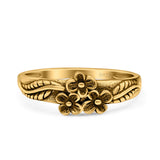 Daisies Plumeria Leaf Flower Ring Oxidized Band Solid 925 Sterling Silver Thumb Ring (6.5mm)