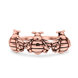 Bees Ring Oxidized Band Solid 925 Sterling Silver Thumb Ring (7.5mm)