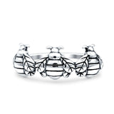 Bees Ring Oxidized Band Solid 925 Sterling Silver Thumb Ring (7.5mm)