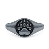 Bear Paw Ring Oxidized Band Solid 925 Sterling Silver Thumb Ring (9.6mm)