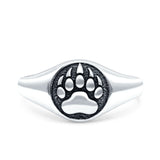 Bear Paw Ring Oxidized Band Solid 925 Sterling Silver Thumb Ring (9.6mm)