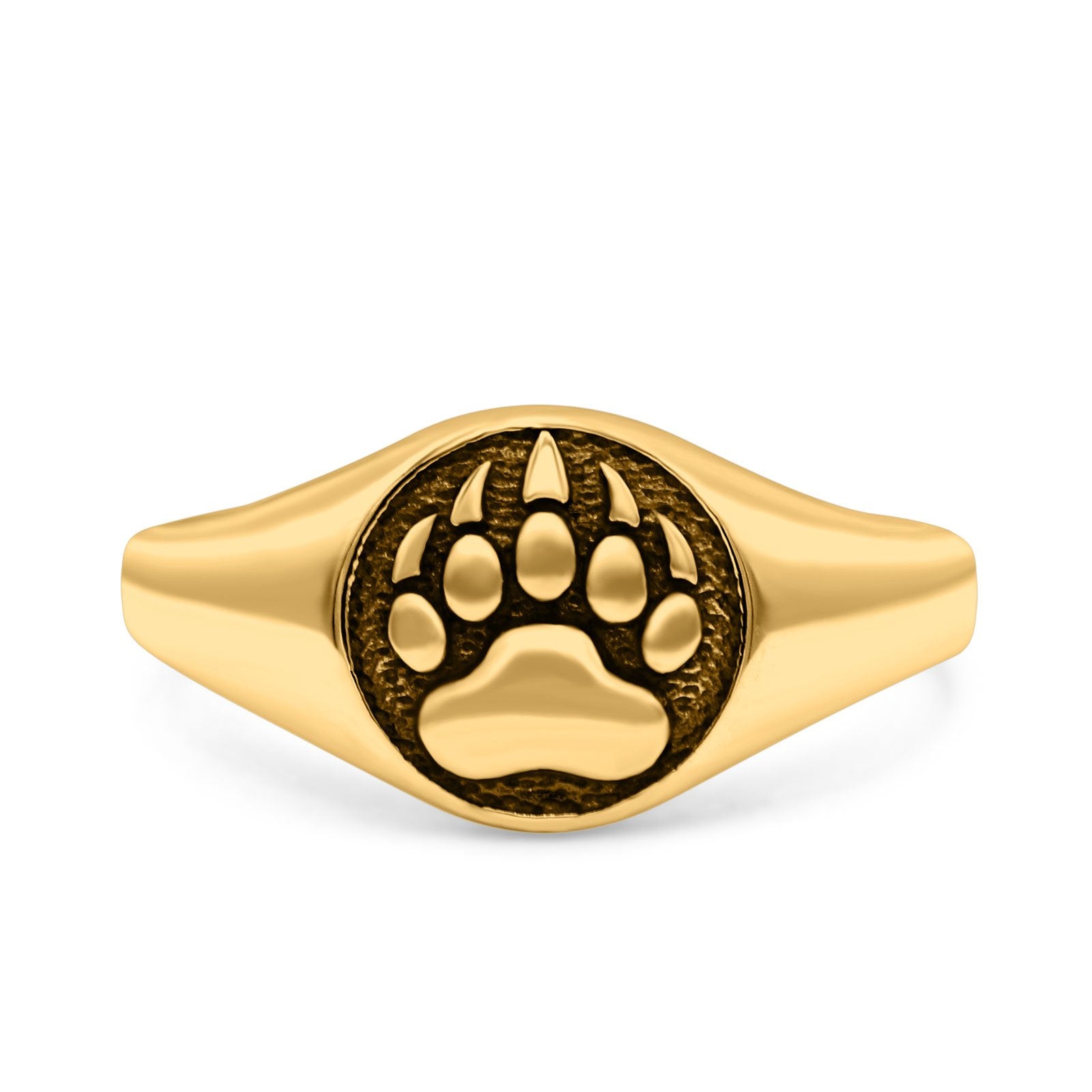 Customized Gold Engagement Heart Paw Ring |
