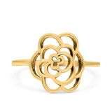Rose Ring Oxidized Band Solid 925 Sterling Silver Thumb Ring (13mm)