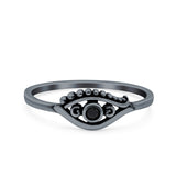 Eye Ring Oxidized Band Solid Black CZ 925 Sterling Silver Thumb Ring (6mm)