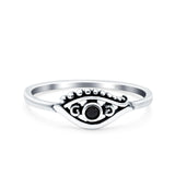 Eye Ring Oxidized Band Solid Black CZ 925 Sterling Silver Thumb Ring (6mm)