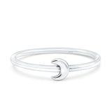 Moon Oxidized Ring Band Solid 925 Sterling Silver Thumb Ring (5mm)