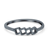 Four Square Eye Style Band Solid 925 Sterling Silver Thumb Ring (4mm)