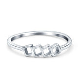 Four Square Eye Style Band Solid 925 Sterling Silver Thumb Ring (4mm)