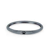 Paw Print Ring Oxidized Band Solid 925 Sterling Silver Thumb Ring (2.2mm)