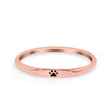 Paw Print Ring Oxidized Band Solid 925 Sterling Silver Thumb Ring (2.2mm)