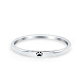 Paw Print Ring Oxidized Band Solid 925 Sterling Silver Thumb Ring (2.2mm)