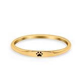 Paw Print Ring Oxidized Band Solid 925 Sterling Silver Thumb Ring (2.2mm)
