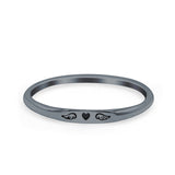 Heart & Wings Ring Oxidized Band Solid 925 Sterling Silver Thumb Ring (2.2mm)