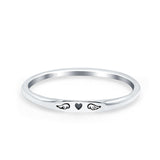 Heart & Wings Ring Oxidized Band Solid 925 Sterling Silver Thumb Ring (2.2mm)
