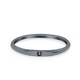 Lucky Horseshoe Ring Oxidized Band Solid 925 Sterling Silver Thumb Ring (2.2mm)