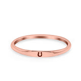 Lucky Horseshoe Ring Oxidized Band Solid 925 Sterling Silver Thumb Ring (2.2mm)