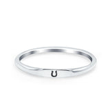 Lucky Horseshoe Ring Oxidized Band Solid 925 Sterling Silver Thumb Ring (2.2mm)