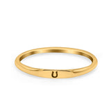 Lucky Horseshoe Ring Oxidized Band Solid 925 Sterling Silver Thumb Ring (2.2mm)