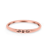 Paw Print & Wings Ring Oxidized Band Solid 925 Sterling Silver Thumb Ring (2.2mm)