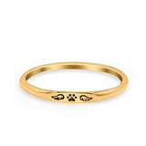 Paw Print & Wings Ring Oxidized Band Solid 925 Sterling Silver Thumb Ring (2.2mm)