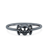 Skull & Crossbones Ring Oxidized Band Solid 925 Sterling Silver Thumb Ring (6.2mm)