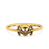 Skull & Crossbones Ring Oxidized Band Solid 925 Sterling Silver Thumb Ring (6.2mm)
