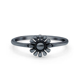 Daisy Band Oxidized Solid 925 Sterling Silver Thumb Ring (7mm)