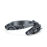 Dragon Ring Oxidized Band Solid 925 Sterling Silver Thumb Ring (7.3mm)