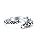 Dragon Ring Oxidized Band Solid 925 Sterling Silver Thumb Ring (7.3mm)