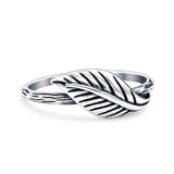 Leaf Ring Oxidized Band Solid 925 Sterling Silver Thumb Ring (7mm)
