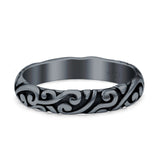 Filigree Ring Oxidized Band Solid 925 Sterling Silver Thumb Ring (3.7mm)