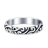 Filigree Ring Oxidized Band Solid 925 Sterling Silver Thumb Ring (3.7mm)