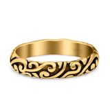 Filigree Ring Oxidized Band Solid 925 Sterling Silver Thumb Ring (3.7mm)