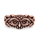 Owl Ring Oxidized Band Solid 925 Sterling Silver Thumb Ring (10.5mm)